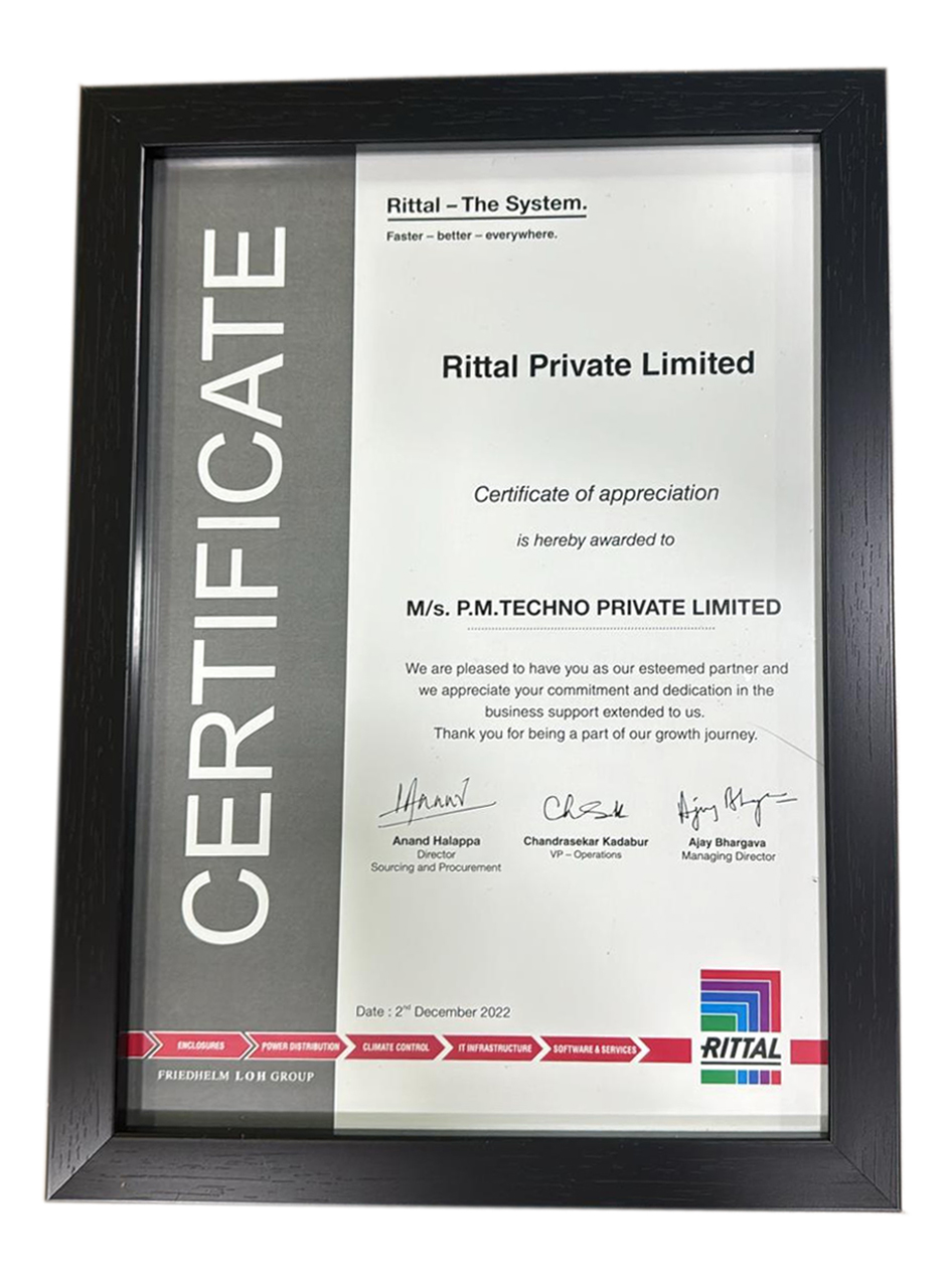 Certificate of Appreciation - Rittal Private