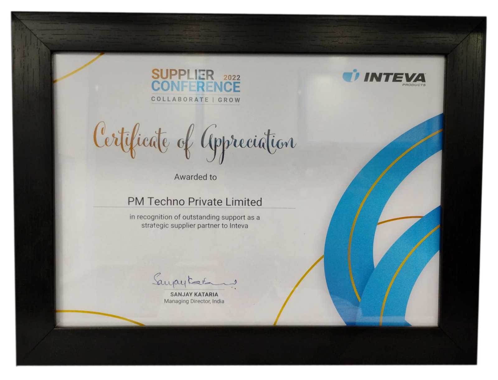 Certificate of Appreciation - TNTEVA